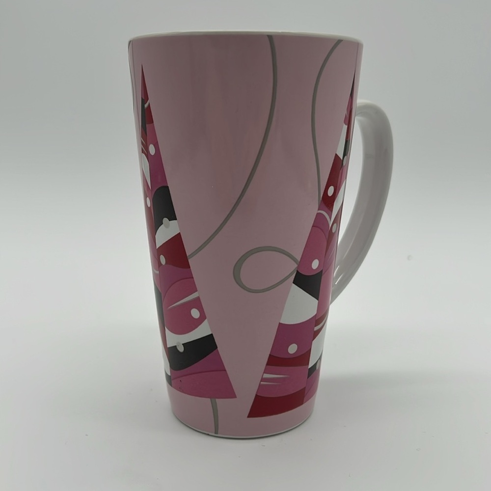 Starbucks Coffee 2004 Pink Holiday Christmas Tree Tall Ceramic Mug Cup - Picture 2 of 11